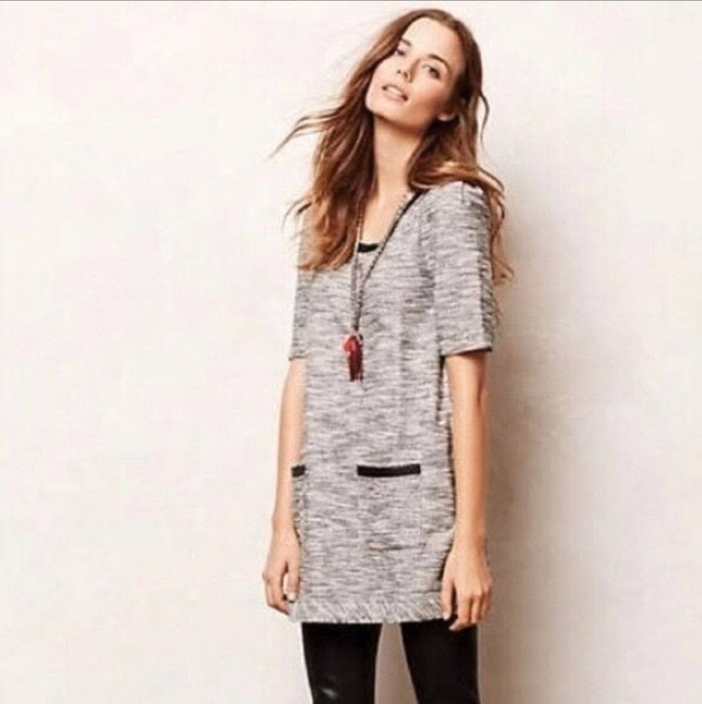 Anthropologie Postmark S Tweed Tunic Gray Dress